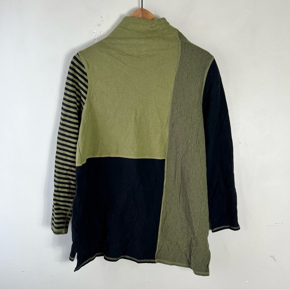 Habitat Tunic Turtleneck Sweater Size Small Colorblocked Green Black Lagenlook - Picture 4 of 11